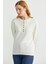 Yarım Düğmeli Yuvarlak Yaka Triko Kazak - Kemik 4