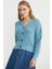 Yaka Detaylı Düğmeli Triko Hırka - Açık Mavi 3