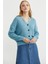 Yaka Detaylı Düğmeli Triko Hırka - Açık Mavi 4