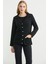Yünlü Cepli Düğme Detaylı Triko Ceket - Siyah 2