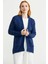 Saç Örgü Motifli Cepli Triko Hırka - Lacivert 2