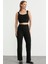 Pamuk Crop Pantolon Triko Takım - Siyah 2