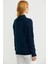 Dik Yaka Motifli Yünlü Triko Kazak - Lacivert 5
