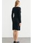 Kruvaze Düğme Detaylı Triko Elbise - Siyah 5