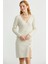 Kruvaze Düğme Detaylı Triko Elbise - Taş 2