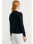 Dilimli Saç Örgülü Triko Kazak - Siyah 5