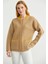 Fermuarlı Cep Detaylı Yünlü Triko Ceket - Bej 2