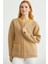 Fermuarlı Cep Detaylı Yünlü Triko Ceket - Bej 4