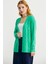 Saç Örgülü Rahat Kalıp Triko Hırka - Yeşil 5