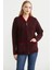 Fermuarlı Cep Detaylı Yünlü Triko Ceket - Bordo 1