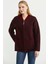 Fermuarlı Cep Detaylı Yünlü Triko Ceket - Bordo 2