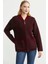 Fermuarlı Cep Detaylı Yünlü Triko Ceket - Bordo 3