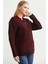 Fermuarlı Cep Detaylı Yünlü Triko Ceket - Bordo 4