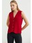 Selanik Örgü Düğmeli Yünlü Triko Yelek - Kırmızı 4