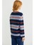 Çizgili V Yaka Triko Kazak - Lacivert 5
