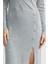 Kruvaze Düğme Detaylı Triko Elbise - Gri 5