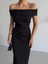 Straplez Omuz Katlama Detaylı Sırtı Dekolte Elbise 1
