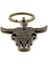 Desenli Boğa Buffalo Kafatası Boynuz Antik Sarı Eskitme Metal Anahtarlık KC239 4