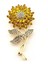 Sarı Zirkon Taşlı Ayçiçeği Çiçek Bahar Metal Yaka Süsü Broş RZ439 2