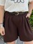 Kahverengi, Kemer Detaylı, Şehir Boy Şort 1