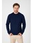 Lacivert Saf %100 Pamuk Erkek Bisiklet Yaka Triko Kazak 1