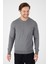 Gri Saf %100 Pamuk Erkek Bisiklet Yaka Triko Kazak 8