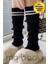 Original Premium Tozluk %100 Akrilik Triko Örgü Leg Warmer Ayak Isıtıcı Çizgili Siyah 1
