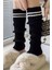 Original Premium Tozluk %100 Akrilik Triko Örgü Leg Warmer Ayak Isıtıcı Çizgili Siyah 2
