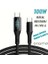 100W Type-C Dijital Göstergeli Şarj ve Veri Kablosu, Örgülü, 1.2 Metre, Siyah 2