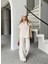Keten Kısa Kollu Cepli Gömlek Pantolon Ikili Takım - Beyaz 2