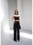 Arkasi Lasti̇kli̇ Pi̇leli̇ Dökümlü Wide Leg Pantolon 1
