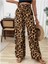 Kadın Süprem Kumaş Beli Lastikli Leopar Desen Pantolon 4