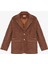 Tüylü Dokulu Oversize Blazer Ceket Kahverengi 1