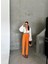 Bel Lastik Detaylı Modal Kumaş Pantolon - Orange 3