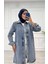 Taşlı Tunik Ceket Kar Yıkamalı Mavi D2516 3