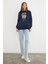 3 Iplik Ayıcık Nakışlı Cepli Kapüşonlu Oversize Sweatshirt 4