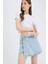 Yüksek Bel Jean Şort Etek 4
