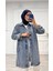 Taşlı Tunik Ceket Kar Yıkamalı Mavi D2516 7