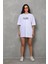 Unisex Bisiklet Yaka Baskılı Oversize T-Shirt - Beyaz 8