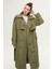 Kadın Haki Trençkot – %100 Polyester, Kruvaze Düğmeli, Rüzgarlıklı ve Apoletli, 2024 Moda Trendi 5