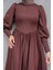 Madam Kuplu Tasarım Elbise-Kahve 2