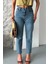 Mom Fit Kar Yıkama Bıyık Detaylı Jeans Pantolon D2006 7