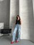 Palazzo Straight Kar Yıkama Jeans Pantolon Mavi D2008 1