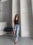 Palazzo Straight Kar Yıkama Jeans Pantolon Mavi D2008 2