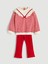 Lcw Kids Kirmizi Bisiklet Yaka Çizgili Kız Çocuk Sweatshirt ve Tayt 2'li Takım 1