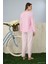 Kadın Milan Kumaş Bisiklet Yaka Pembe Pijama Takımı - 7600 2