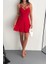 Ince Çift Askılı Mini Elbise Kırmızı 1