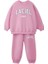 Kız Çocuk Laciel Paris Pembe 3 Iplik Fitilli Kumaş Alt Üst Eşofman Takımı 3
