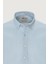 Erkek Açık Mavi Slim Fit Düğmeli Yaka Keten Görünümlü %100 Pamuk Flamlı Gömlek 8