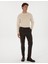 Erkek Kahverengi Slim Fit Flanel Dokulu Kumaş Pantolon 50317639-VR029 3